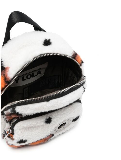 Tattoo Fires faux-fur backpack