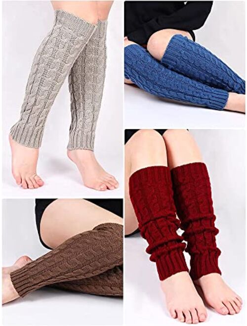 Geyoga 12 Pairs Leg Warmers for Women Warm Winter Long Sleeve Thermal Boot Topper Leg Warmers Cable Plus Size Leg Warmers Acrylic Cable Knit Leg Warmers
