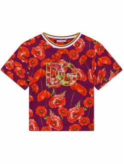 Kids floral-print logo T-shirt
