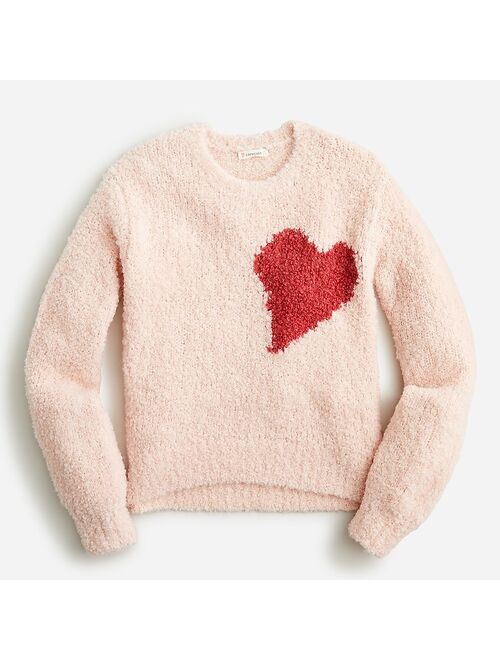 J.Crew Girls' heart crewneck sweater in bubble yarn