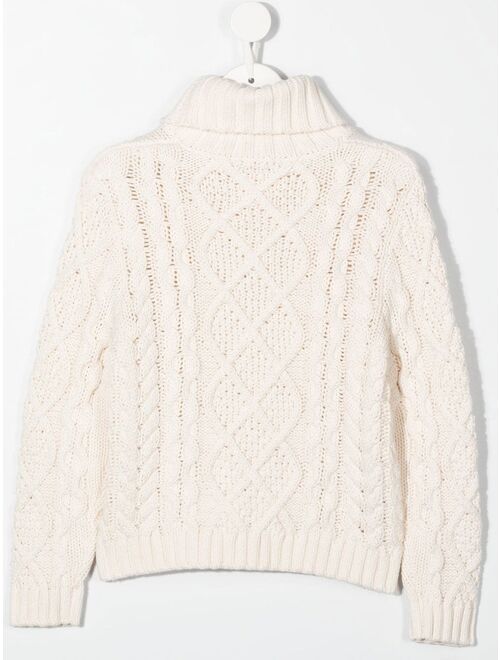 Chloe Kids Polo-neck cable-knit jumper