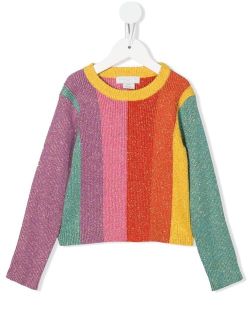 Kids sparkle stripe-knit jumper