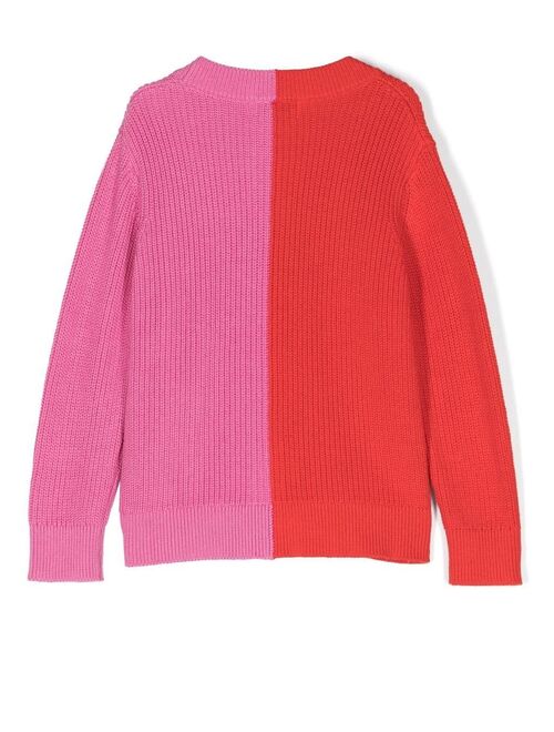 Stella McCartney Kids two-tone ribbed-knit cardigan