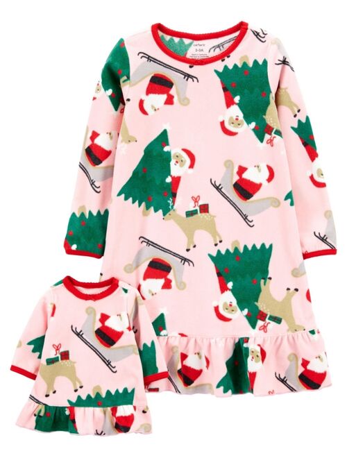 Carter's Little Girls Christmas Matching Nightgown and Doll Nightgown, Pack of 2