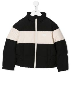 Kids colour-block puffer jacket