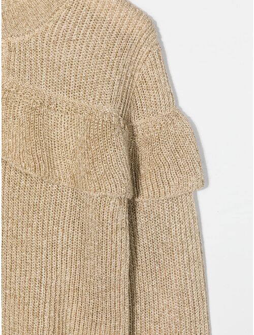 Stella McCartney Kids ruffled chunky-knit jumper