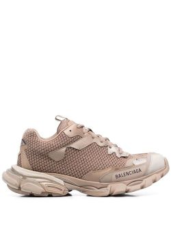 Blush Beige Kitted panels Lace Up Track.3 sneakers