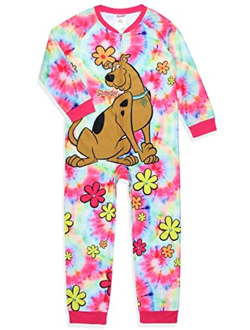 Intimo Scooby-Doo Girls' Tie-Dye Flower Power Union Suit Footless Sleep Pajama