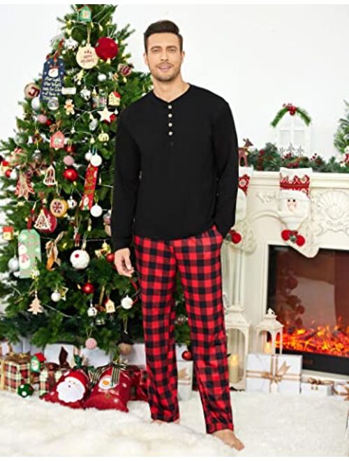 Ekouaer Matching Family Christmas Pajama Sets Womens Mens Kids Pjs Long Sleeve Sleepwear Holiday Lounge Sets