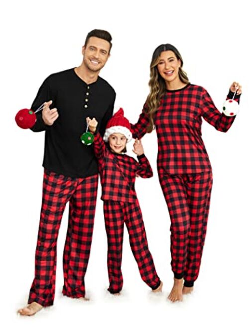 Ekouaer Matching Family Christmas Pajama Sets Womens Mens Kids Pjs Long Sleeve Sleepwear Holiday Lounge Sets