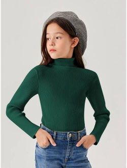 Girls Solid Turtleneck Sweater