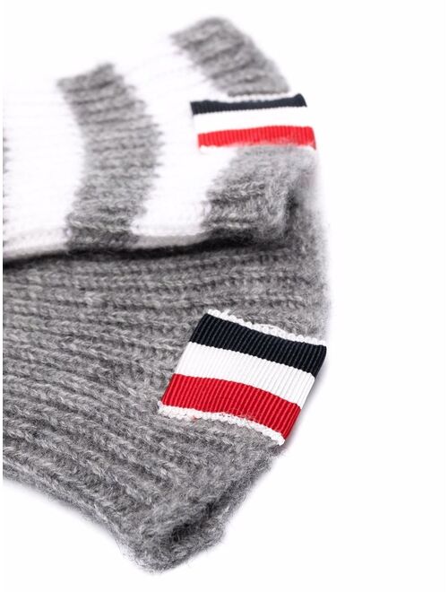 Thom Browne Kids RWB stripe-detail ribbed-knit cashmere gloves