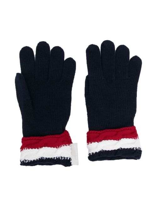 Moncler Enfant signature-stripe trim gloves