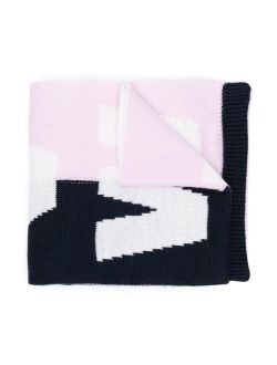 Kids intarsia-knit logo scarf