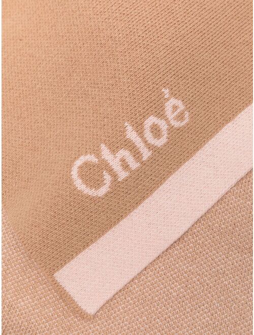 Chloe Kids logo-embroidered knitted scarf