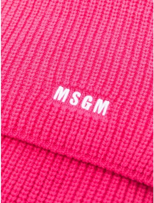 MSGM Kids embroidered-logo knitted scarf