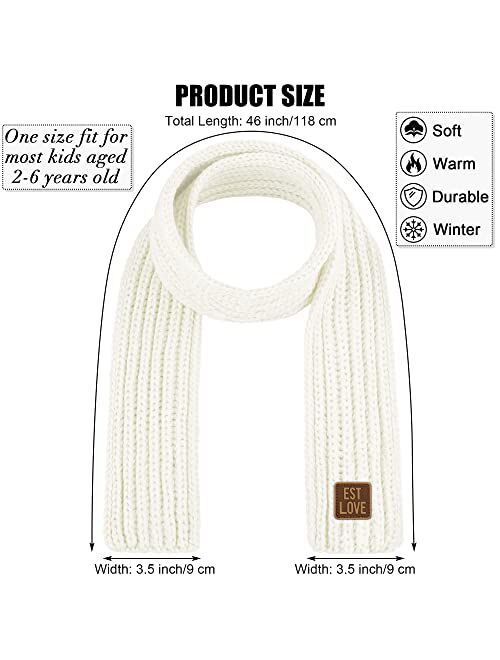 Cooraby 2 Pieces Kids Knitted Scarf Winter Warm Solid Color Toddler Scarf for Boys Girls