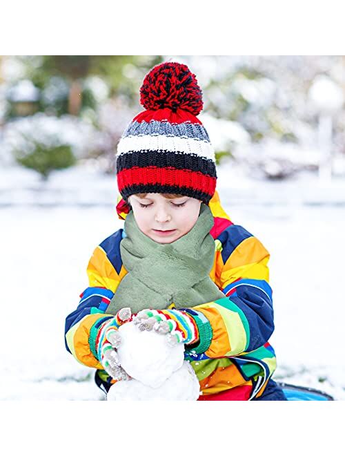 Satinior 3 Pieces Kids Winter Fleece Scarf Toddler Scarf Adjustable Children Neck Warmer Scarf