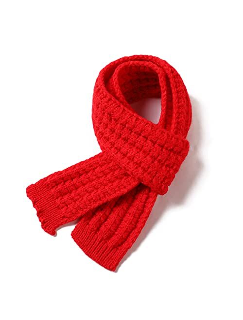 Bearun Kids Knitted Scarf Winter Fashion Solid Color Toddler Baby Warm Scarves Wrap Neck Warmer for Girls Boys