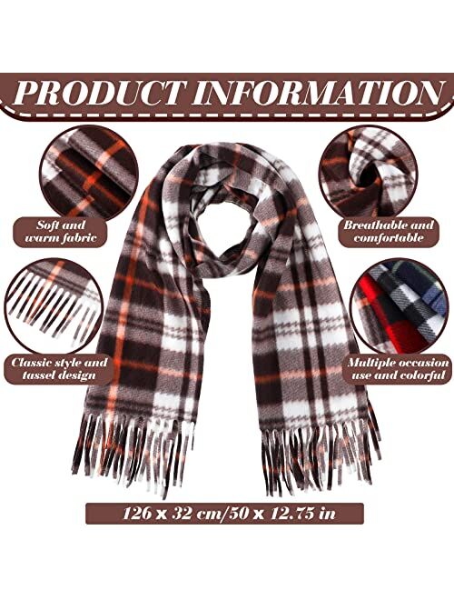 Bencailor 4 Pcs Winter Kids Buffalo Plaid Scarf Christmas Plaid Scarf Warm Shawls Scarves Parent Child Scarf for Boys and Girls Gift