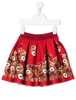 Teddy Bear-motif pleated skirt