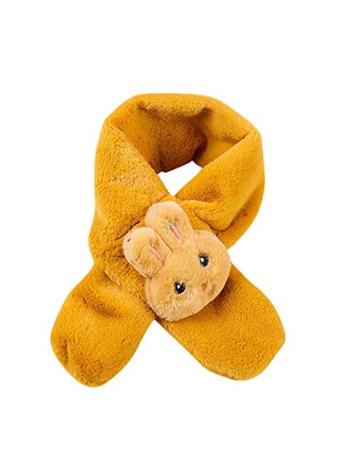 Jshuang 2-8Years Kids Thickening Winter Scarf Cross Tie Collar Fluffy Plush Wrap Neck Warmer Scarves