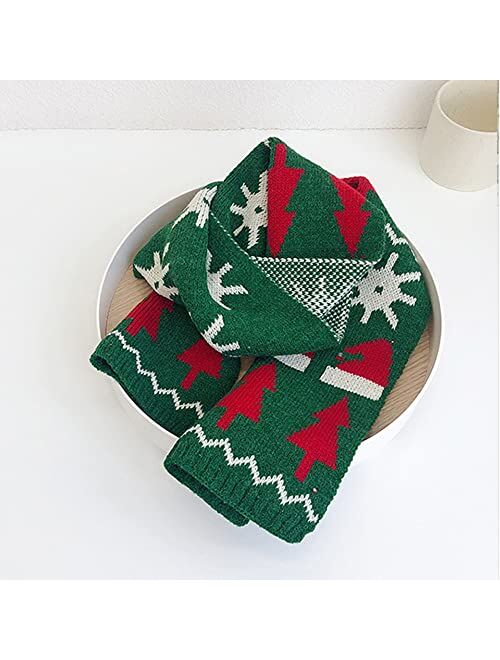 Felice Ann Kids Christmas Reindeer Snowflake Fall Winter Warm Knit Scarf