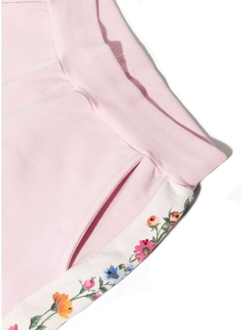 Monnalisa floral-print cotton track pants