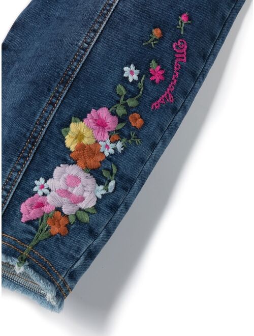 Monnalisa floral-embroidered tapered jeans