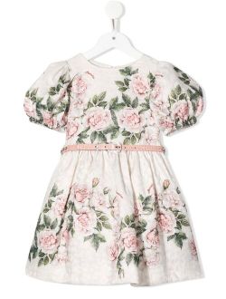rose-print puff-sleeve dress