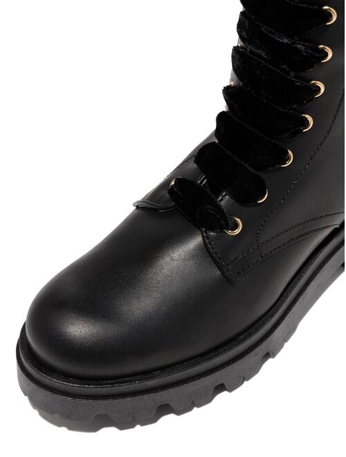 Monnalisa logo-trim lace-up combat boots