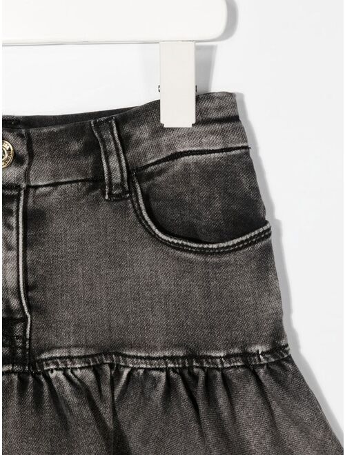 Monnalisa x Disney ruffled denim skirt