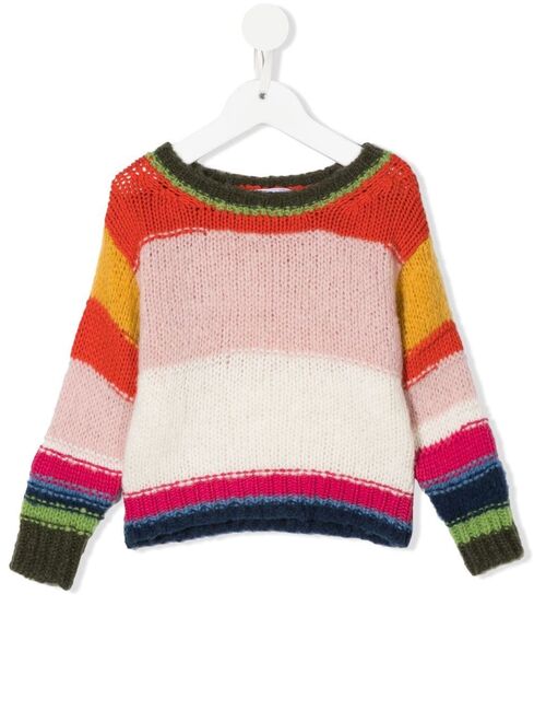 Monnalisa stripe-print wool-blend jumper