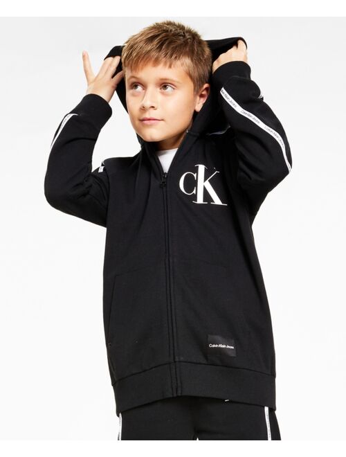 Calvin Klein Big Boys Full-Zip Logo Hoodie with Taping Detail