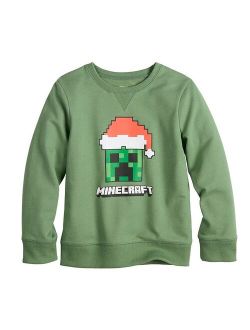 Boys 4-12 Jumping Beans Minecraft Santa Hat Creeper Fleece Graphic Sweatshirt