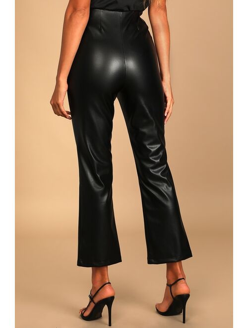 Lulus Maximum Chic Black Vegan Leather Cropped Flare Pants
