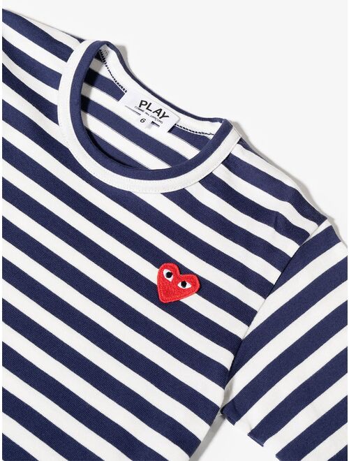 Comme Des Garcons Play Kids logo-patch striped T-shirt