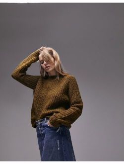 knitted boucle sweater in khaki