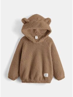Toddler Boys Patched Detail Teddy Hoodie