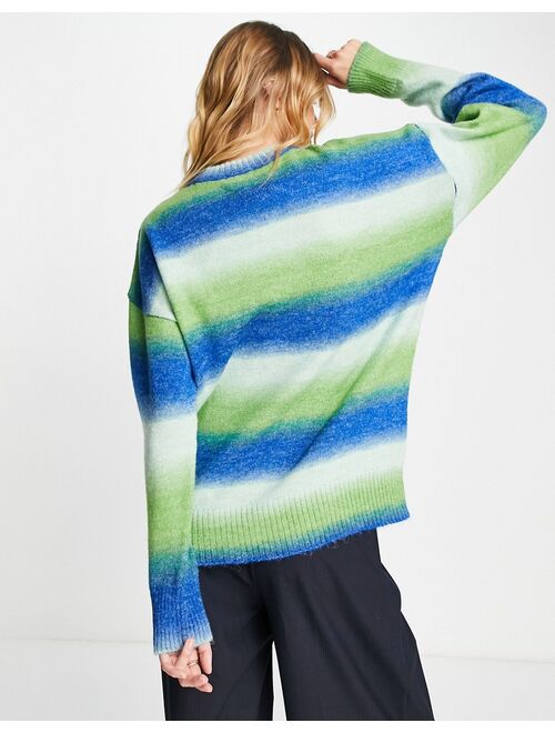 Topshop knitted NYC sports club sweater in green