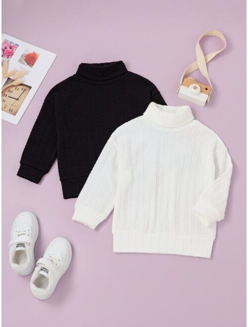 Shein Toddler Boys 2pcs Solid Turtleneck Sweatshirt