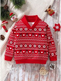 Toddler Boys Christmas Letter Graphic Sweatshirt