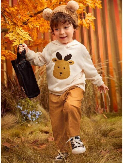 SHEIN Toddler Boys Animal Embroidery Hoodie