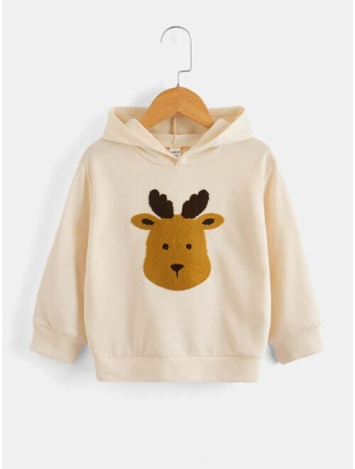 SHEIN Toddler Boys Animal Embroidery Hoodie