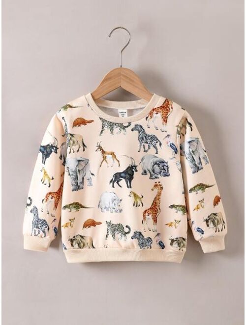 Shein Toddler Boys Allover Animal Print Sweatshirt
