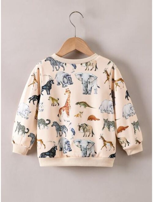 Shein Toddler Boys Allover Animal Print Sweatshirt