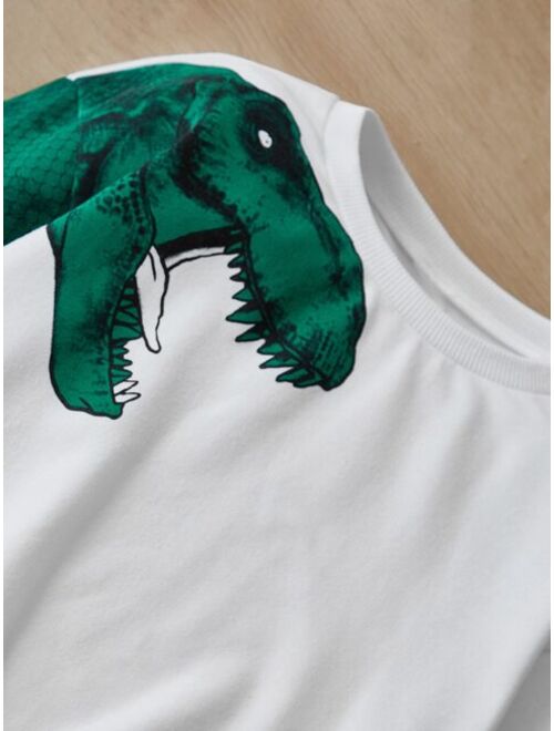 SHEIN Toddler Boys Dinosaur Print Drop Shoulder Sweatshirt