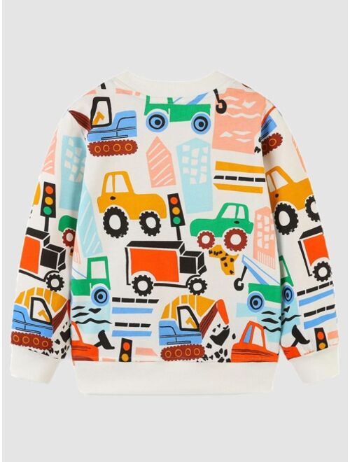 Shein Toddler Boys Car Print Sweatshirt