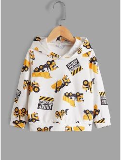 Toddler Boys Excavator Letter Graphic Hoodie