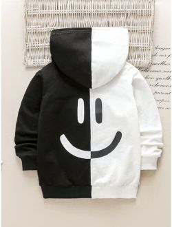 Toddler Boys Two Tone Cartoon Graphic Hoodie